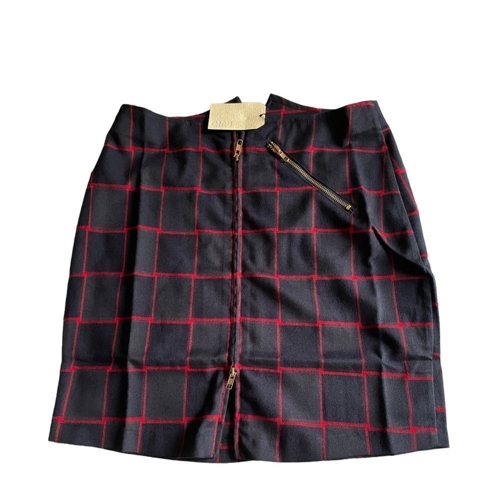 UNIQ Navy and Red Plaid Mini Academia School Skirt - M